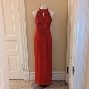 Vintage Precious Formals silk red Sequin dress size M